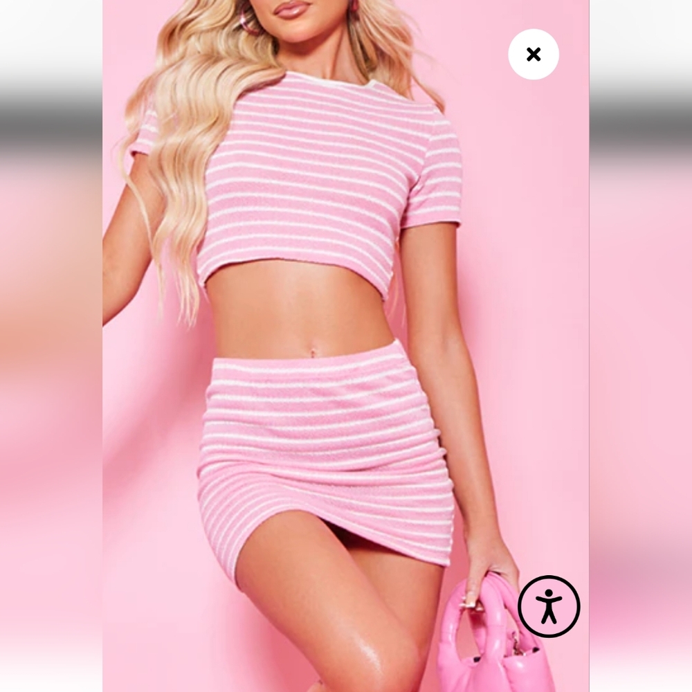 Pretty little thinks pink and white skirt set